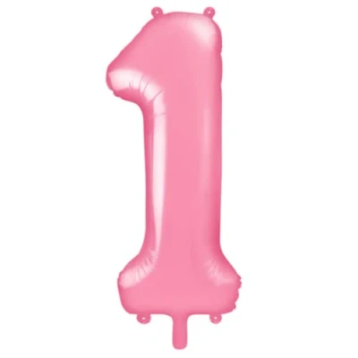 Image of Premium Giant XXL Foil Balloon Number&quot;1&quot; Pastel Pink, 86 cm (34&quot;)