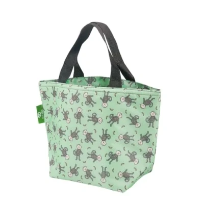Image of ECO CHIC Lightweight Foldable Insulated Lunch Bag Water Resistant Cooler (Monkeys Green)