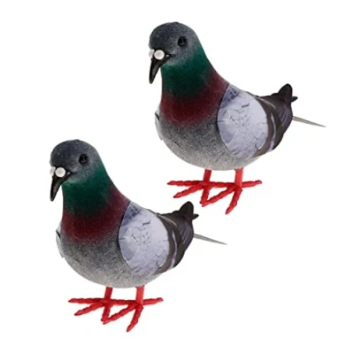Image of joyMerit 2Pcs Artificial Feathered Doves, Foam Pigeon Birds, Bird Statues for Garden Wedding Decorative Ornaments