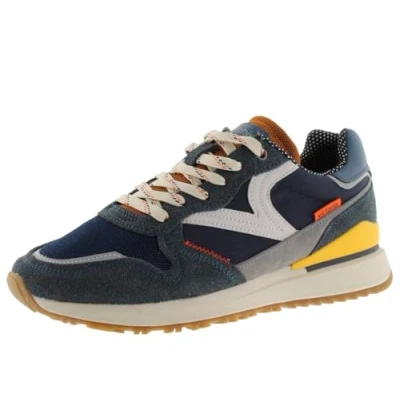 Image of victoria 1985 LEGGERA Nylon Low Tennis &amp; Color Split Leather Pieces Retro Logo 8802111 for Men Marino 43