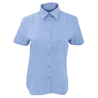 Image of Kustom Kit Ladies&#039; Workwear Oxford Short Sleeve Shirt, Light Blue, 20. KK360