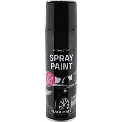 Image of All Purpose Automotive Spray Paint 250ml Can Black Matt Finish Aerosol Metal Interior Exterior Fast Dry Excellent Coverage Adhesion Single, packaging may vary