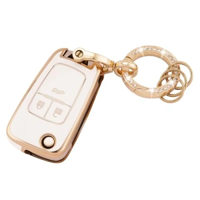 Image of Koaudb Car Key Fob Cover Case Shell Fit for Vauxhall Opel Astra Insignia Vectra Zafira Meriva Mokka Chevy Holden 2 3 Buttons Flip Folding with Keychain (R Chv 3F B)