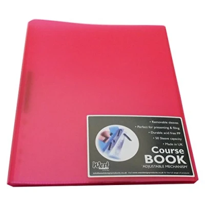 Image of Westfolio Course Book Adjustable Capacity Raspberry A4, File Holder, Presentation Display Wallet, Paper, Document, Poly Clear Sleeves
