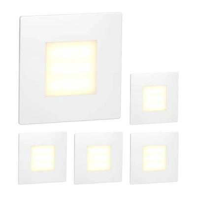 Image of ledscom.de 5 LED Staircase Light/recessed Wall Light FEX for Indoors and Outdoors, Angular, 85 x 85mm, Warm White