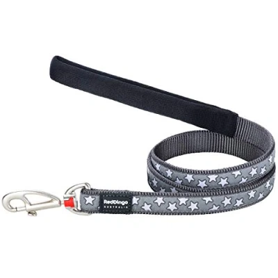 Image of Red Dingo White Star On Grey Dog Lead (25mm x 1.2M), L