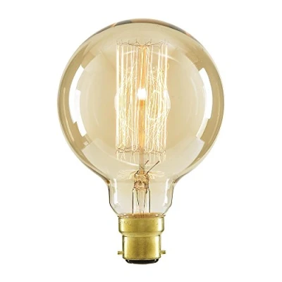 Image of LITECRAFT Light Bulb B22 Bayonet Cap Squirrel Cage Filament Globe Lamp Gold (Single)