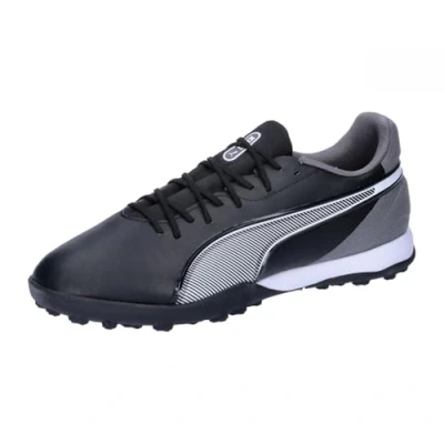 Image of Puma KING Match TT Astro turf trainers, Men&#039;s, Size: 8.5, Black/white/cool dark gray Imitation leather/ textile