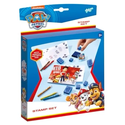 Image of Totum 720336 Paw Patrol, Black Set, Motif Stamps, Ink Pens and Colouring Pad, Gift for Children from 3 Years