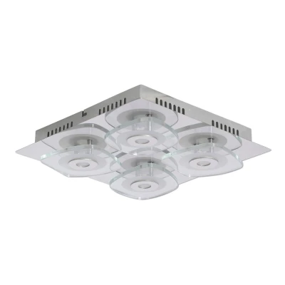 Image of Lucca 31x31cm Integrated LED Semi Flush Ceiling Light Silver 3000K
