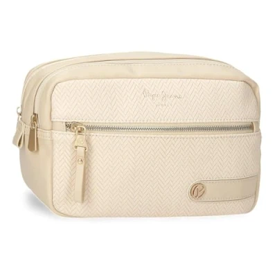 Image of Pepe Jeans Sprig Toiletry Bag Beige 26x16x12cm Faux leather by Joumma Bags, Beige, One Size,
