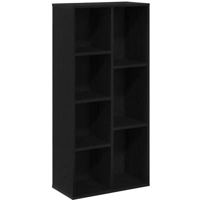 Image of vidaXL Black Oak Bookshelf/Cabinet Engineered Wood, Compact Slim Design for Living Room/Office