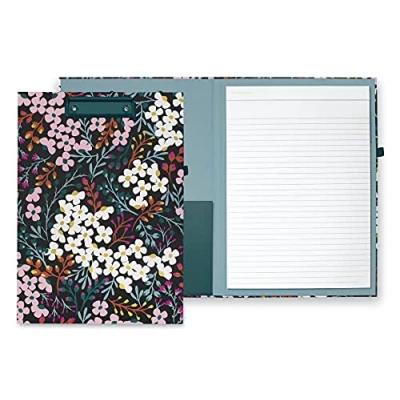 Image of Kate Spade New York Clipboard Folio with Low Profile Clip, Professional Padfolio Includes Lined Notepad, Pen Loop, and Pocket, Fall Floral