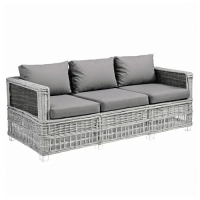 Image of Kosiproducts Replacement Rattan Cushion Seat Cushions Garden Patio Furniture [Grey, 3 Seats + Cushions] Furntiure Not Included