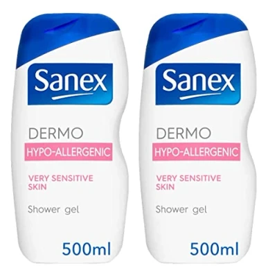 Image of Sanex Dermo Hypoallergenic Bath and Shower Gel 500 ml Pack of 2