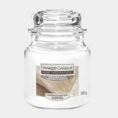 Image of Yankee Candle White Lanen and Lace Candle, 340g