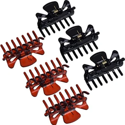 Image of 6 Pieces Plastic Hair Clips Claw Women Clamps Hairpin (Black and Brown)