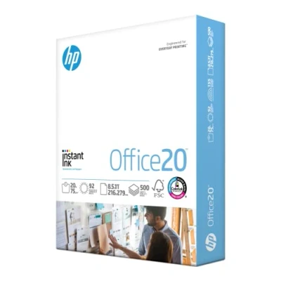 Image of HP Printer Paper 8.5x11 Office 20 lb 1 Ream 500 Sheets 92 Bright Made in USA FSC Certified 112150R