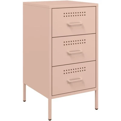 Image of vidaXL Bedside Cabinet Pink 36x39x68 cm Steel