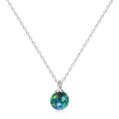 Image of KristLand 925 Sterling Silver Gold Plated Necklace Opal Necklaces for Women Round Pendant Gifts Ladies Girl White