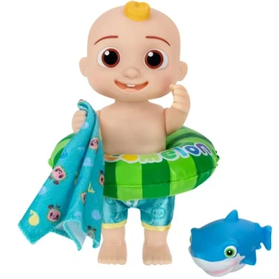 Image of CoComelon Splish Splash JJ Doll with Shark Bath Squirter and Water Accessories Play Toys for Kids Preschoolers Amazon Exclusive