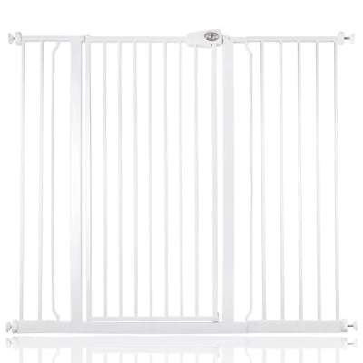 Image of Bettacare Child and Pet Gate, 120.3cm 127.9cm, White, Extra Tall Gate 104cm in Height, Pressure Fit Stair Baby suitable for Dog or Barrier, Easy Installation