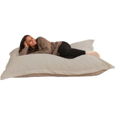 Image of bananair Giant Bean Bag Sofa for Adults &amp; Kids Comfortable Foam Filling Ultra Soft Corduroy Fabric Removable Machine Washable Cover XXL Fluffy Chair (180x140 cm, Light Grey)