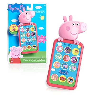 Image of Just Play Peppa Pig Have a Chat Cell Phone, Toy Phone with Realistic Sounds and Light Up Buttons, Kids Toys for Ages 3