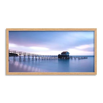 Image of Wee Blue Coo Beach House Pier Dock Lake Sunrise Long Panel Framed Wall Art Print