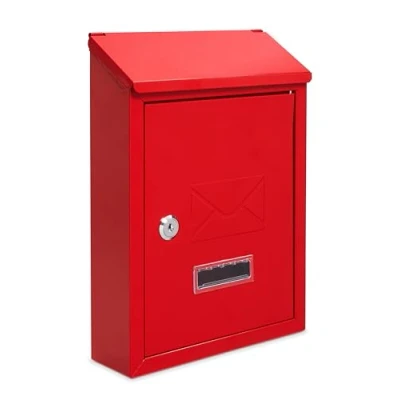 Image of Assorted Collections Wall Mounted Post Box, Lockable Mailbox with 2 Keys, Weatherproof Letterbox, Easy To Install 21x30x7cm (Red)