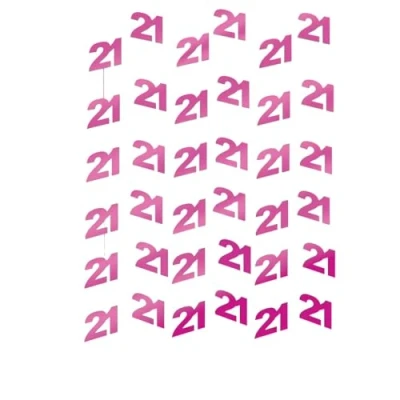 Image of amscan International Pink Shimmer Hanging String Decorations 21st, Pack of 6