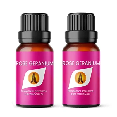 Image of Aroma Energy Rose Geranium Essential Oil 20ml (2 x 10ml Bottles) 100% Pure &amp; Natural