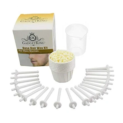Image of GadgetKing Nose Hair Removal Wax Kit Nasal Ear Hairs Painless Effective Safe Quick Beads Waxing Remover for Men and Woman Ladies DIY Applicator Sticks