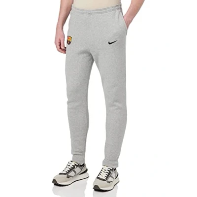 Image of FC Barcellona DN3123 063 FCB M Nk Gfa FLC Pant Bb Cl Trousers Men&#039;s DK Grey Heather/Signal Blue/Black