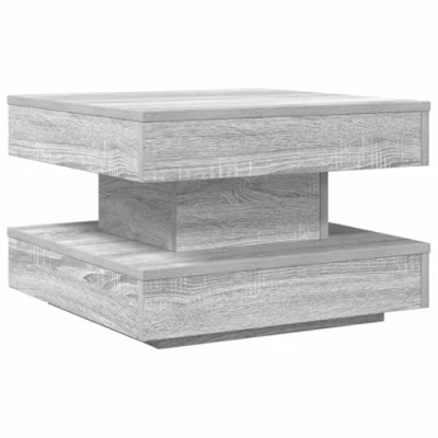 Image of vidaXL Grey Sonoma Rotatable Coffee Table 50x50x34.5 cm Modern Living Room Storage Engineered Wood Square Center