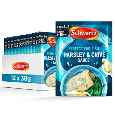Image of Schwartz Parsley and Chive Sauce Mix 38 G Serves 4 6 Pack of 12 Well Balanced, Creamy Aromatic Taste Smooth Textures Perfect for Fish No Artificial Flavours or Colours
