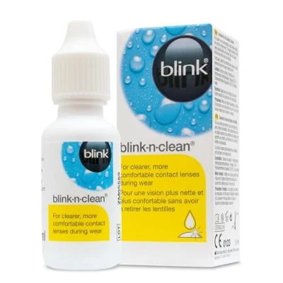 Image of Blink n Clean Contact Lens Eye Drops for Dry Lenses Instant Cleaning and Moisturising Eyes Lubricating Helps Maintain Comfort, Refreshing Drops, 15 ml