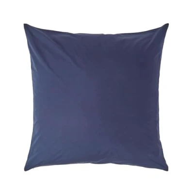 Image of HOMESCAPES Navy Blue Pure Egyptian Cotton Euro Size Pillowcase 80 x cm 200 TC 400 Thread Count Percale Equivalent Large Square Pillow Case with Zip