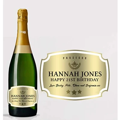 Image of Personalised Gold Champagne Bottle Label Any Wording