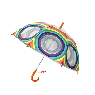 Image of SMARTBULLE Child Umbrella Transparent Birdcage reflective border : Windproof; Diameter=71cm; Manual opening; Girl and Boy Umbrella; Pattern: RAINBOW