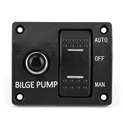 Image of Bilge Pump Switch Panel,3 Way Panel Auto/Off/Manual 12V 24V with LED Indicator Built In 15A Circuit Breaker