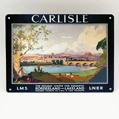 Image of Inga CARLISLE RAILWAY POSTER METAL SIGN BRITISH RAIL TRAVEL VINTAGE LMS LNER TIN 8x12 inches