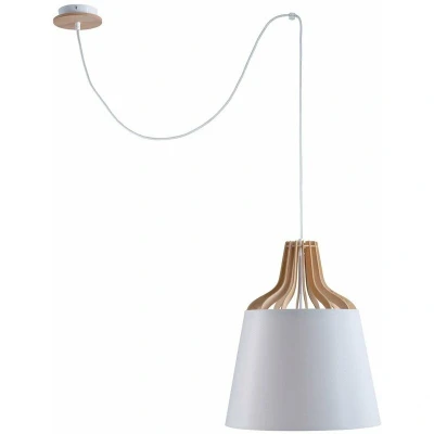 Image of Ivone Dome Pendant Ceiling Light White, 38cm, 1x E27, 200cm Wire