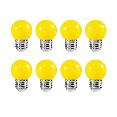 Image of ZFQ 8 Pack E27 Bayonet Colored LED Light Bulbs 2W G45 Golf Ball Mini Globe Bulb Lighting Bulbs,Yellow for Outdoor Indoor String Patio Garden Party Christmas, Tree, Fairy Night Lights