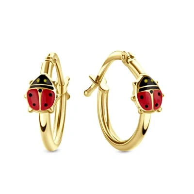 Image of Miore Kids ladybird hoop earrings for children in 9 kt 375 yellow gold ⌀ 14 mm