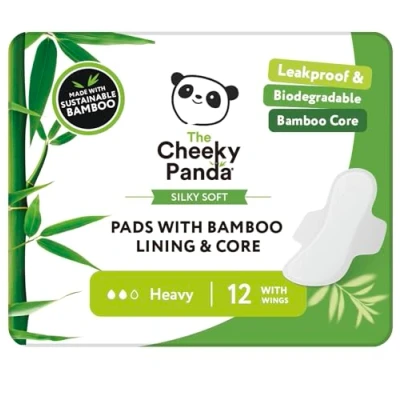 Image of The Cheeky Panda Organic Sanitary Towels for Women Heavy Flow 12 Pads Per Pack with Bamboo and Core