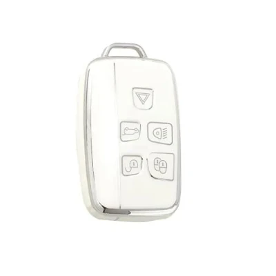 Image of StyleC Remote car key fob cover case compatible with Land Rover Range (White Silver)