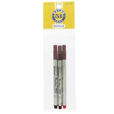 Image of Retro 51 Rollerball Refills 3 Pack 2 Black and 1 Red