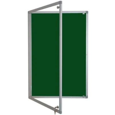 Image of Tamperproof Lockable Noticeboard Class 1 Aluminium Framed 1200mm x 900mm, Green