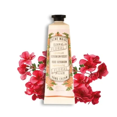 Image of Panier des Sens Geranium Mini Hand Cream for very Dry Hands and Skin Vegan Women Men Almond &amp; Olive Oil Made in France 96% Natural Ingredients 30ml